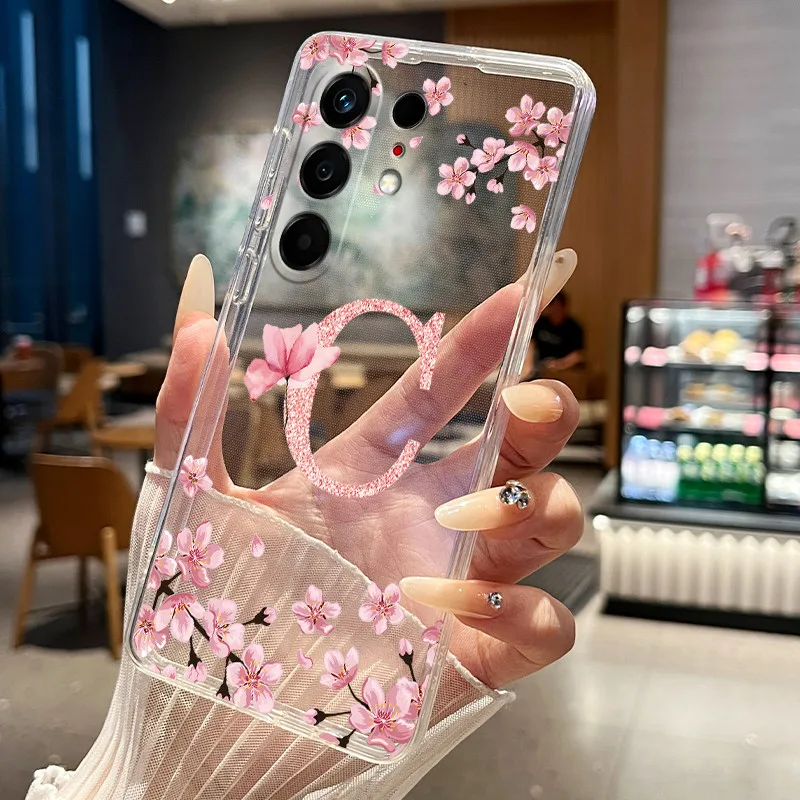 Floral Letter Transparent Slim Soft TPU Silicone Phone Case Cover