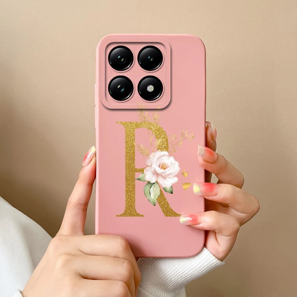Liquid Soft Silicone Bumper - Pretty Flower Letter Design Anti-Drop Phone Case