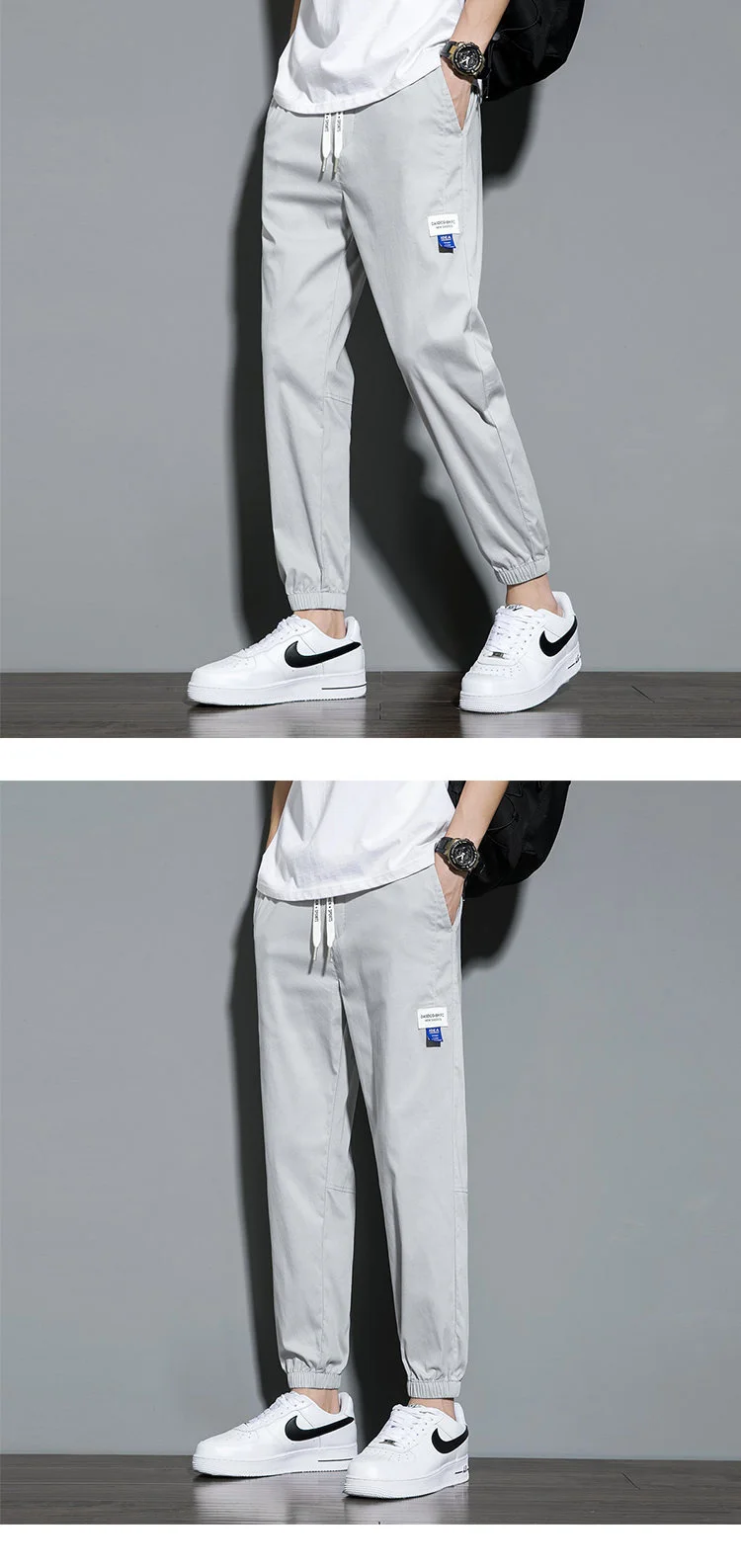 Description Picture 6 of itemSummer Thin Workwear Pants Men's Ice Silk Slim Fitting Sweatpants Trend Leggings Bundle Foot Casual Men Street Trousers