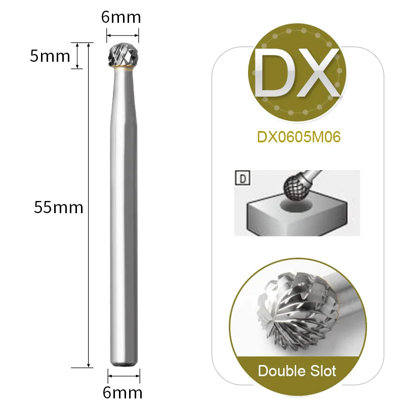 Carbide Burr Set 8 stks met 1/4 ''Schacht Dubbele Cut Solid Power Tools Wolfraamcarbide Rotary Bestanden Bits voor Die Grinder Metalen Houtsnijwerk Graveren Polijsten Boren Slijpen Frezen Snijden