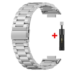 Stainless Steel Smartwatch Strap - Premium Metal Wristband Replacement - Huawei Watch Fit 4 (Silver)