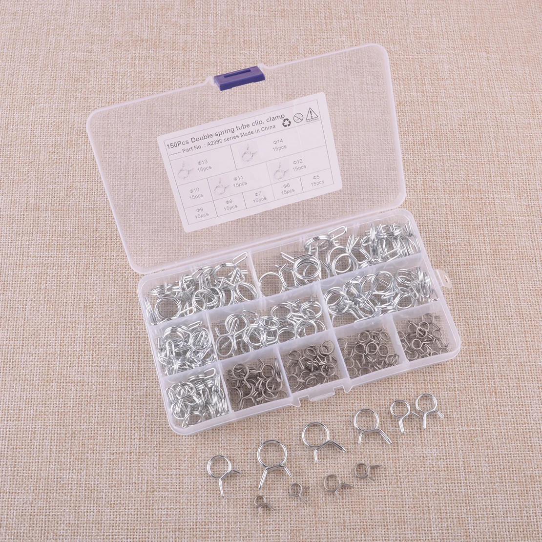 150pcs 514mm Double Wire Spring Tube Clip Fuel Line Hose Spring Clamp