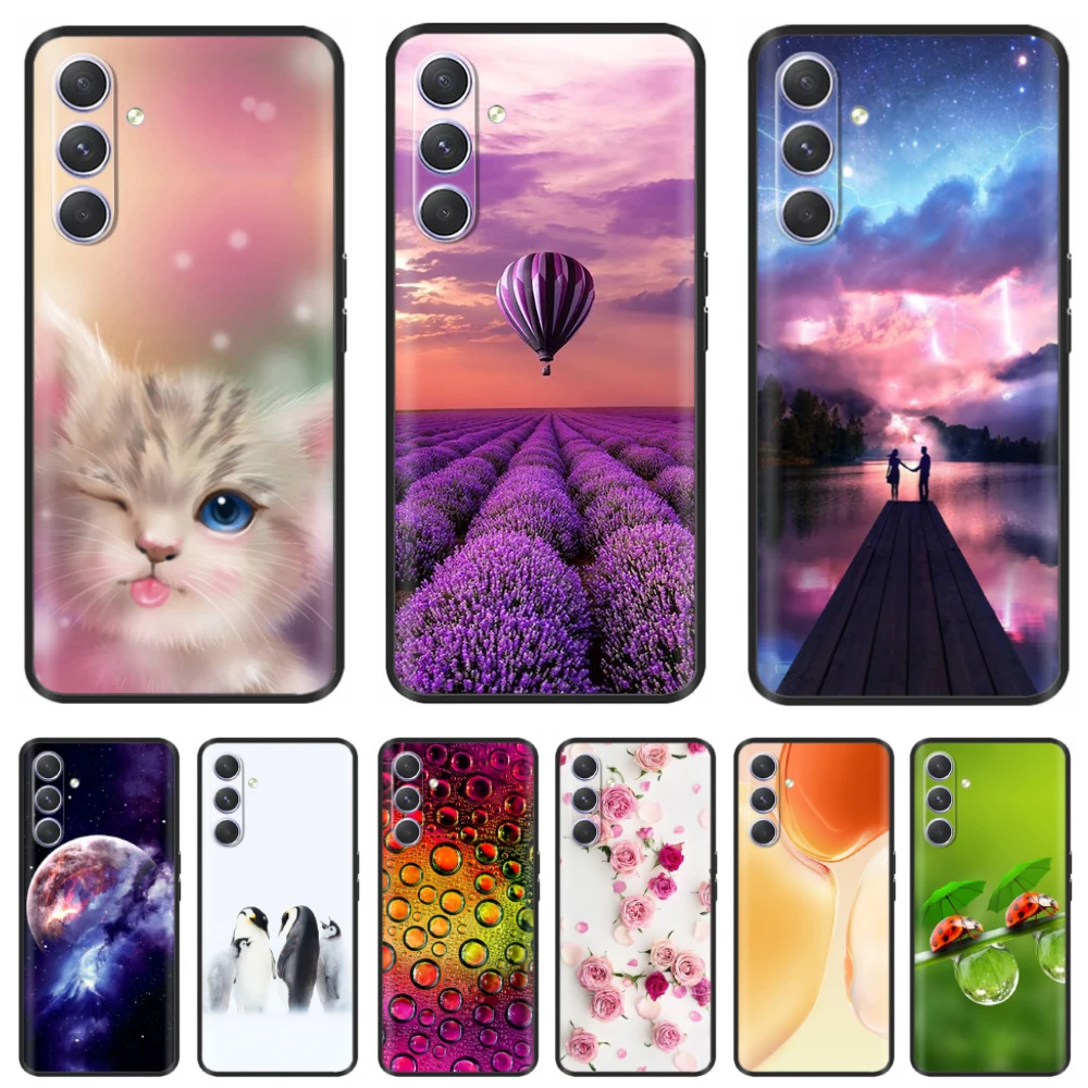 Per Samsung Galaxy A34 5G Custodia Nera Cartoon Cover Paraurti Capa Per Samsung A54 5G Fundas Galaxya34 5G A 34 Custodia Protettiva Per Telefono