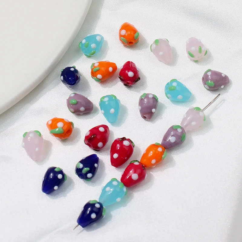 2 PCs Strawberry Lampwork Glass Beads Fruit Multicolor 3D Beads for DIY  Earrings Bracelet Necklace 15x12mm, Hole: Approx 1.6mm - AliExpress