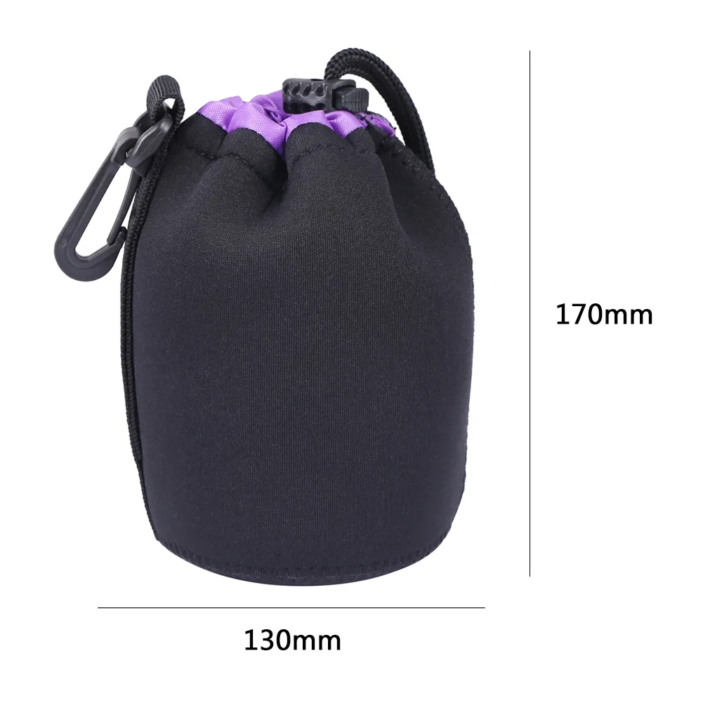 Waterproof Soft Neoprene Camera Lens Pouch Bag Drawstring Protector Case Padded Camera Lens Bag Case For Sony Canon 