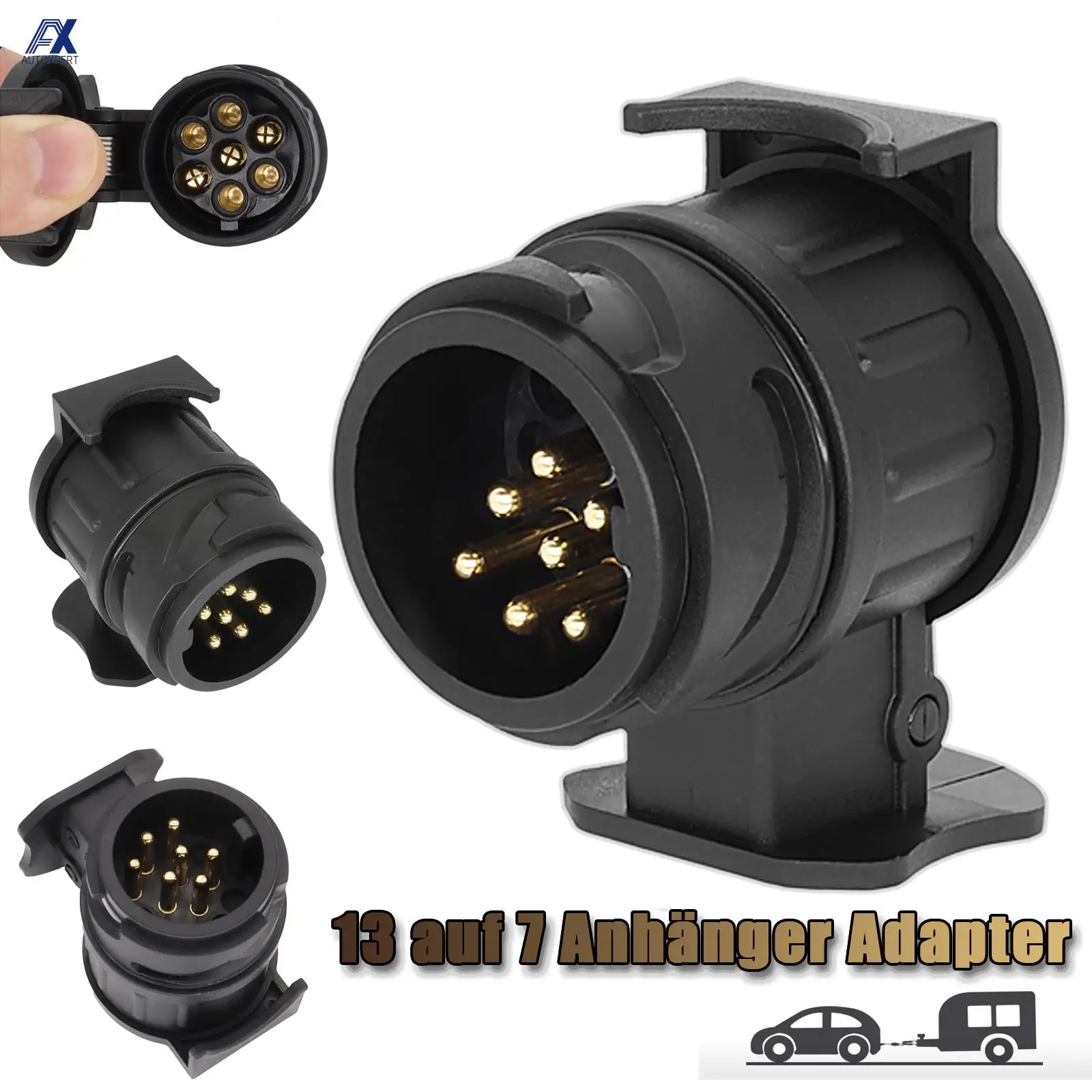 Trailer plug socket set 13 To 7 Pin trailer electric socket adapter plug waterproof trailer wiring connector towbar towing socket caravan accessories