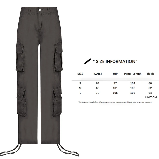 Casual Baggy Jeans Women Loose Low Waist Retro Overalls Hip Hop Streetwear Straight Denim Pants Wide Leg Y2K Cargo Pants 0020003-Grey