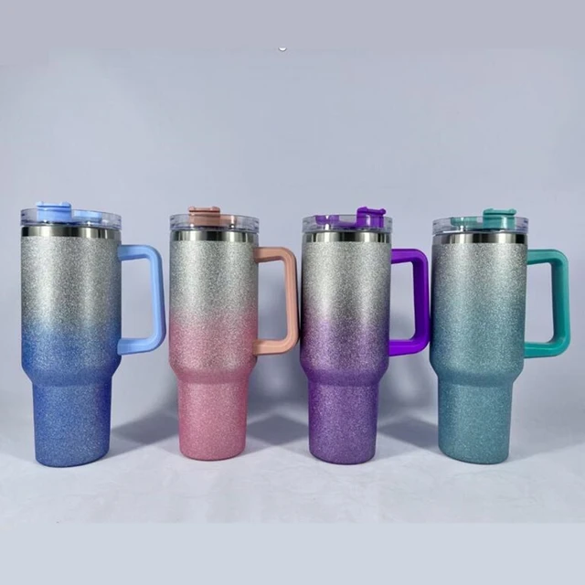 40oz Glitter Sublimation Travel Mugs with Handle