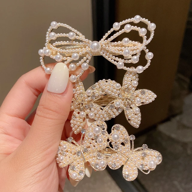 Horquillas de perlas para mujer y niña, horquillas para el pelo con lazo  dulce, pinzas para el pelo de primavera, pasadores, tocado, accesorios para  el cabello de Boda nupcial - AliExpress