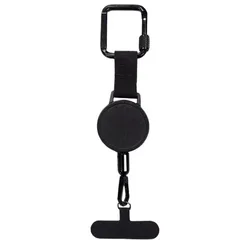 Retractable Anti - Drop Phone Lanyard with Carabiner Clip (Black)