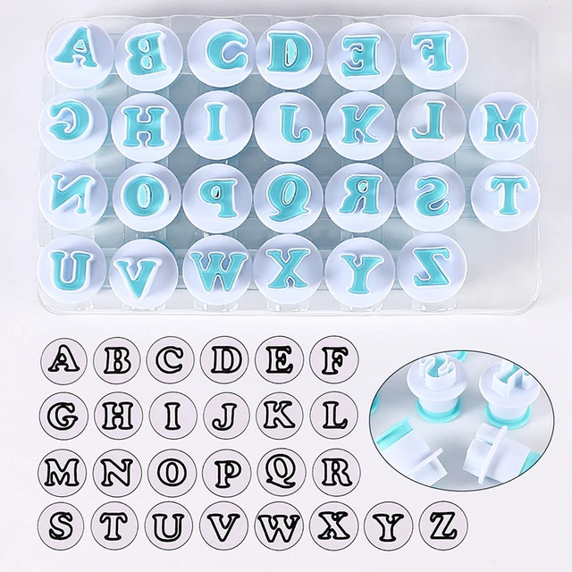 26 Pcs Edible Letters for Cake Decorating, Letters Chocolate Cake Mold  Alphabet Cake Stamp Tool for Baking Decoration (Lower Case Letters)