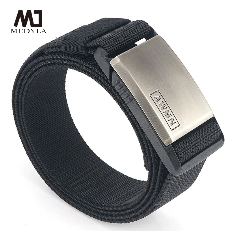 Medyla herren Gürtel Metall Nylon Magnetische Schnalle Taktische Gürtel Mode Casual Männer Elastische Gürtel MN1007S