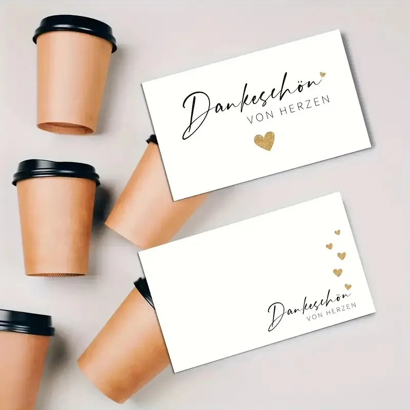 50pcs 독일어 간단한 감사 카드 일일 포장 장식 장식 손으로 쓴 메시지 소기업을 위한 Danke Karte