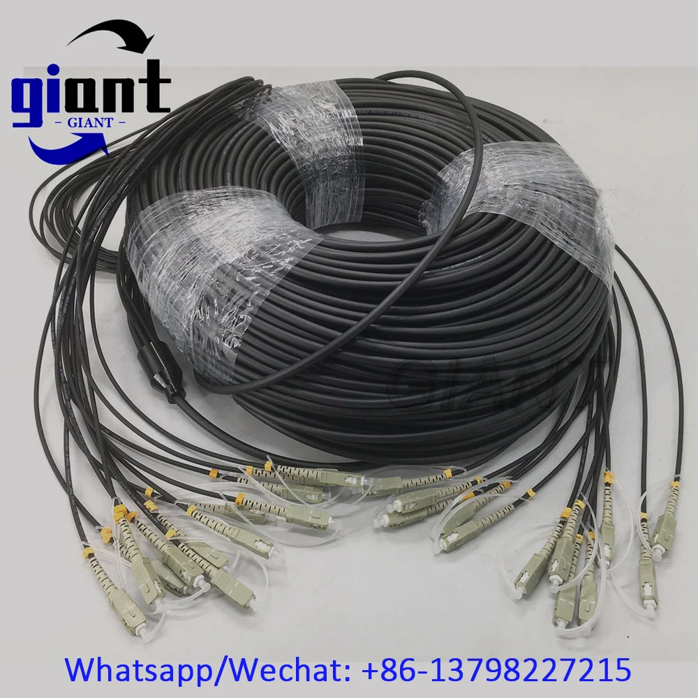 MM 12코어 200M OM3-150, 멀티모드 6.0mm TPU 블랙 아머드 케이블, SC/FC/LC/ST UPC 광섬유 아머드 패치 코드 릴 없음