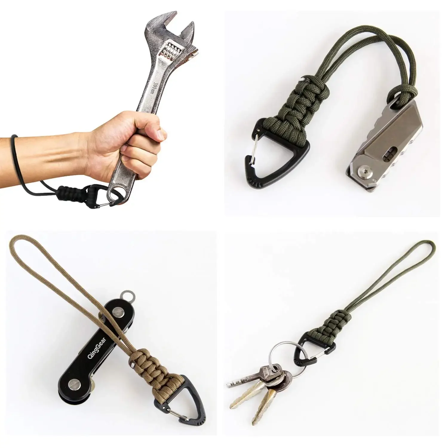 Versatile Paracord Lanyard Keychain with Triangle Carabiner & Braided Strap - Anti-Loss Wrist Rope
