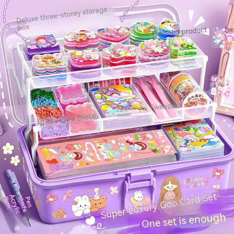 

Children Goo Card Sticker Diy Big Set Kids Girls Toys Handwork Hand Account Material Tool Purple Box Stickers Student Stationery