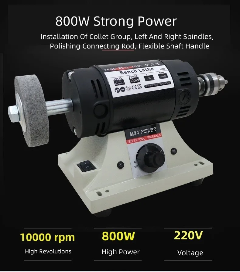 220V 800W High-Power Bench Grinder Electric Eoodworking Jade Carving Polishing machine Grinder 0.3-4mm Flexible Shaft Handle 2