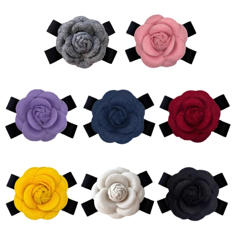 

Elegant Camellia Brooch Collar Pin with Bowknot Versatile Flower Accessory Collar Lady Brooches