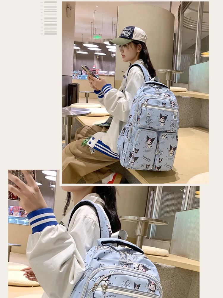Kuromi school bag girls middle school students high school students college students cute girly heart large capacity backpack