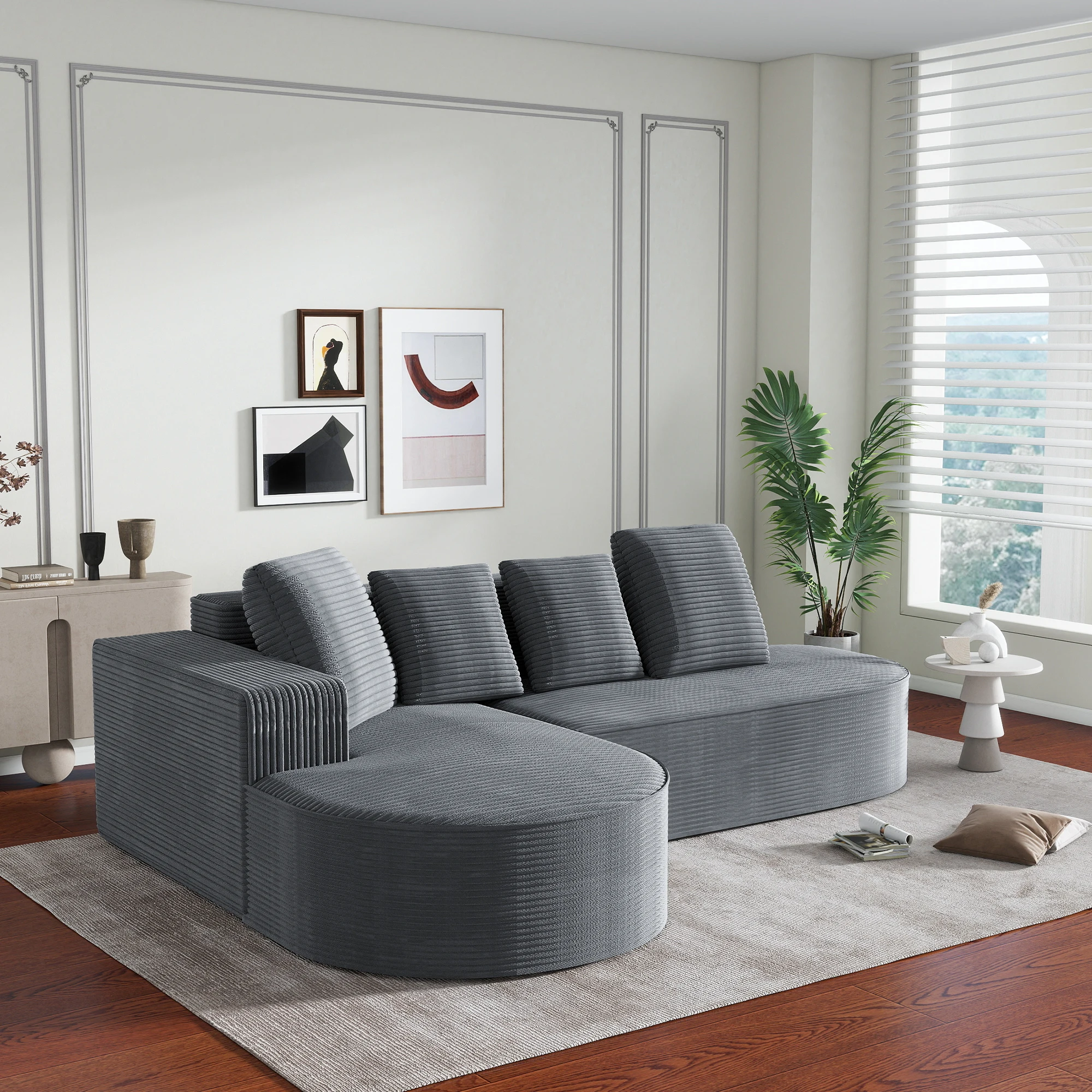 Vollständig komprimiertes, knochenloses Sofa, keine Montage erforderlich, modulares Kombinationssofa, modernes Cloud-Style-Kombinationssofa mit tiefer Sitzfläche – Detail 10