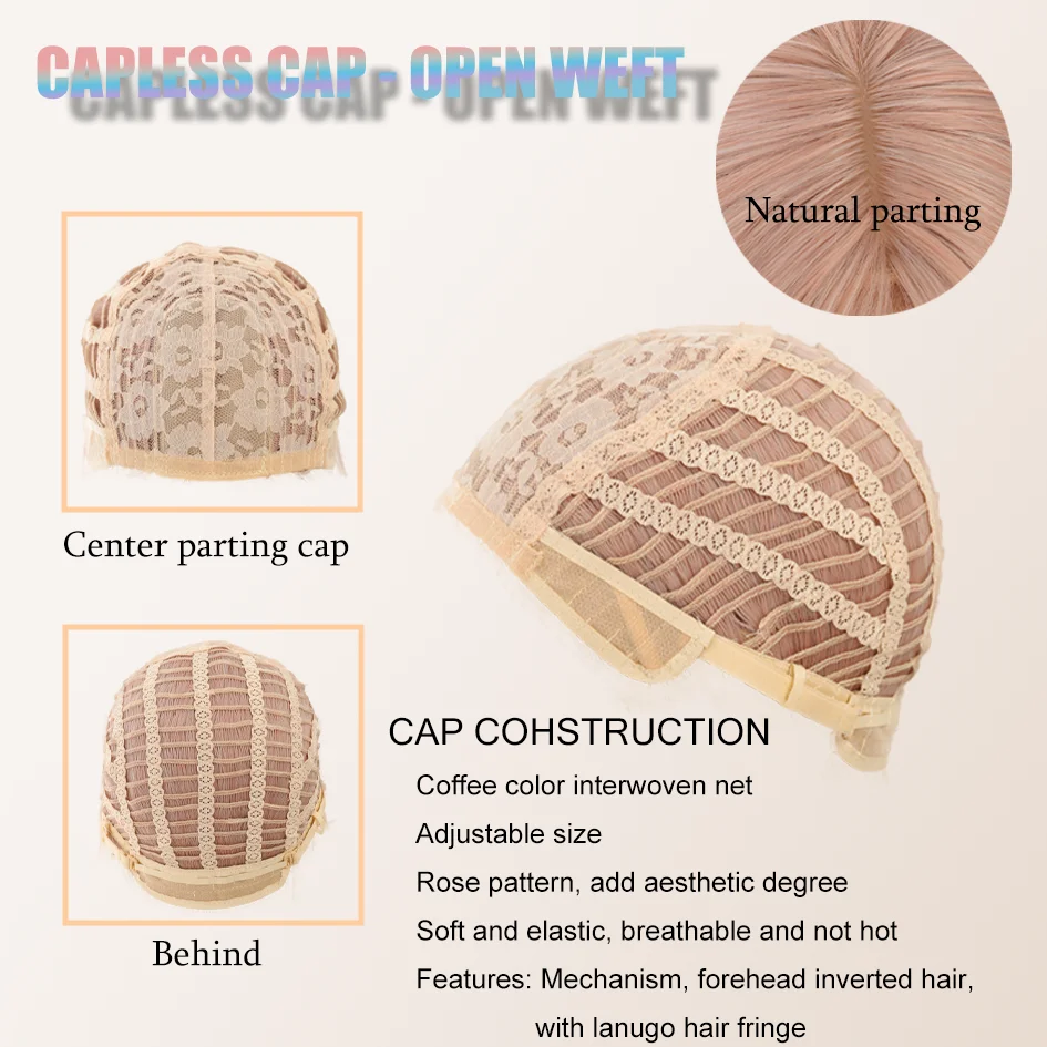 Pink wig - Women's 14 "5.29oz pink blonde Bob wig medium part with outturned figure-eight bangs short headpiece, Bob wig