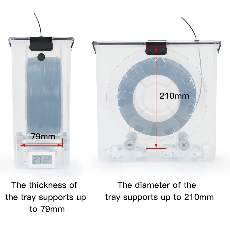 Pièces d'imprimante ES-3D Boîte de dessiccateur de filament hermétique et surveillance en temps réel de degré d'humidité pour l'imprimante 3D Filaments d'ABS de PLA