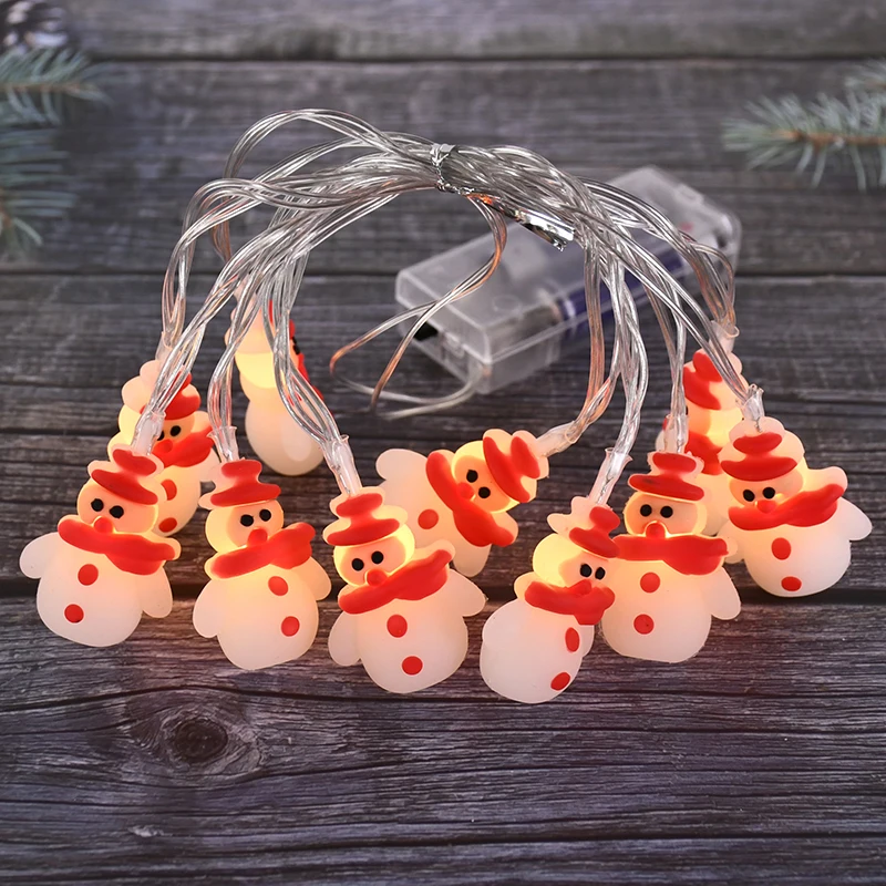 Cadena de luces LED navideñas de 1,5/3 m, adorno para árbol de Navidad con forma de Papá Noel, muñeco de nieve, decoración navideña 2024 para el hogar, regalo de Año Nuevo 2025