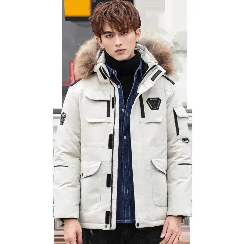 Winter Down Jacket Men 90% White Duck Down Parkas Coat Mid-length Fur Collar Male -30 Degree Keep Warm Thicken Snow Overcoats down jacket,mens jacket
