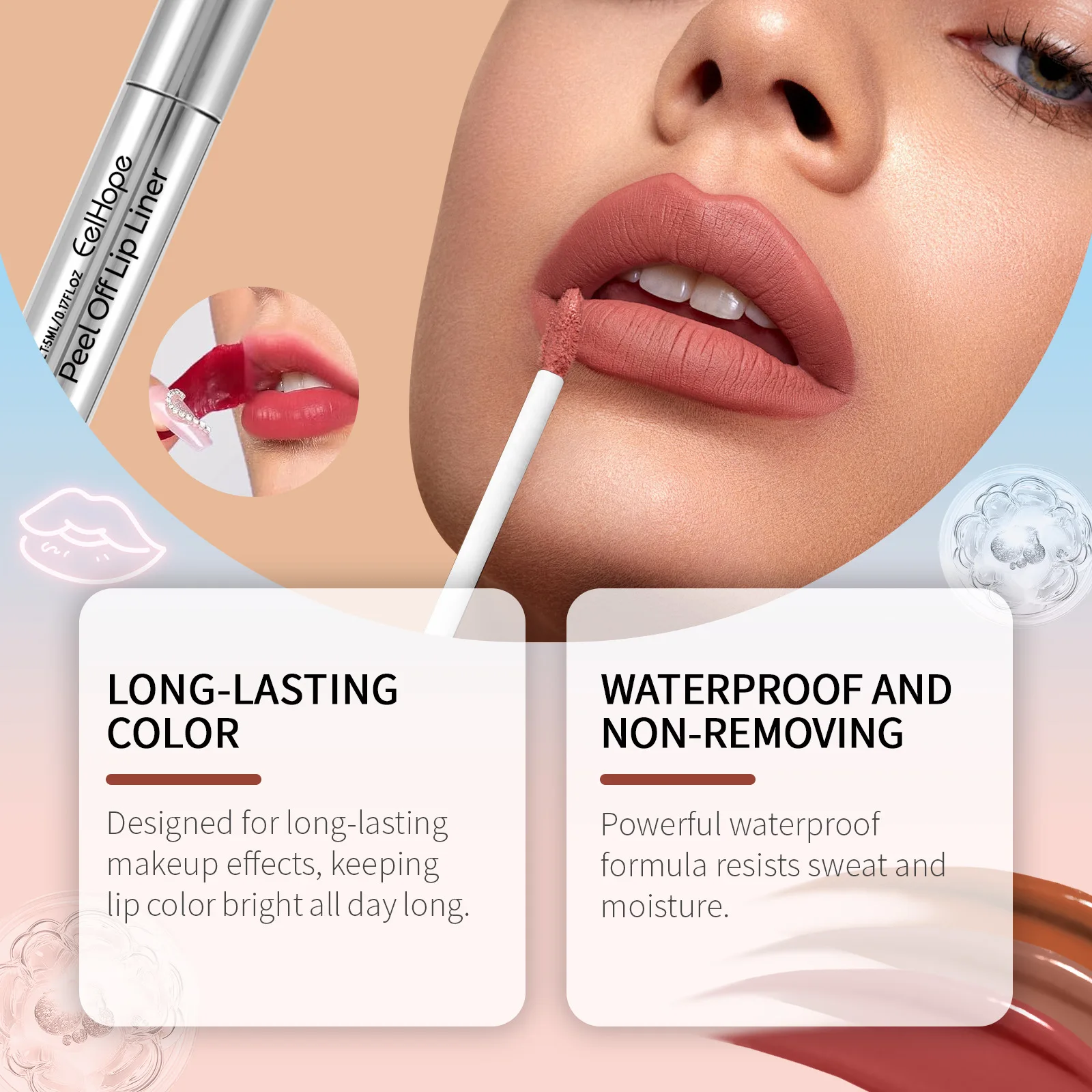 Highly Pigmented Peel Off Lip Liner Long Lasting Moisturising Enhance Lips Non-Stick Cup Waterproof Lip Stain Makeup Cosmetics 5