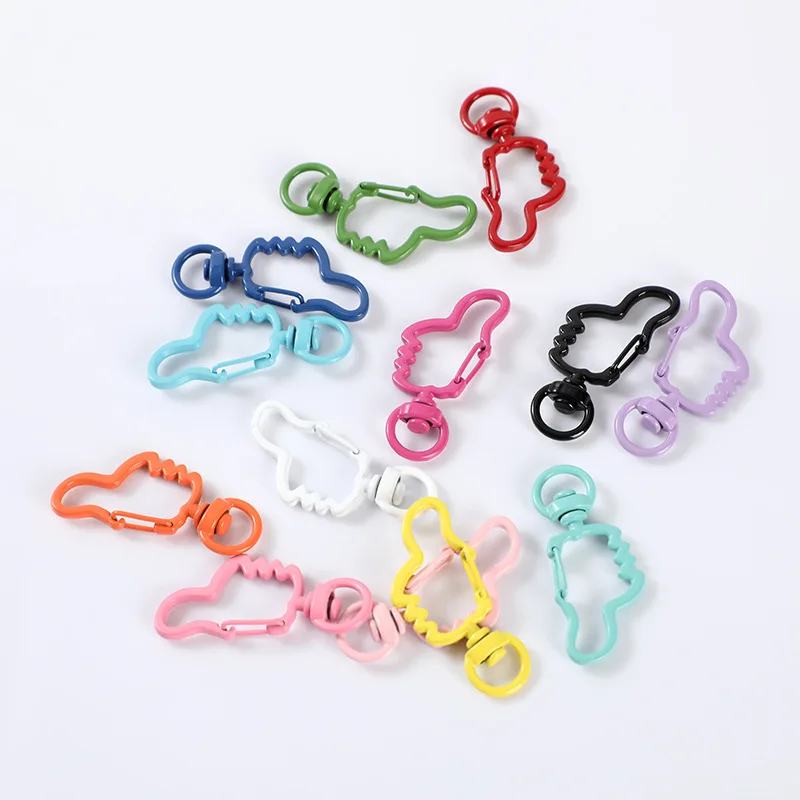 5 stücke bunte Metall drehbar Karabiner haken Abzugs clips Verschlüsse für DIY Lanyard Schlüssel ring Ketten Tasche Schlüssel bund Schmuck herstellung Material – Detail 6