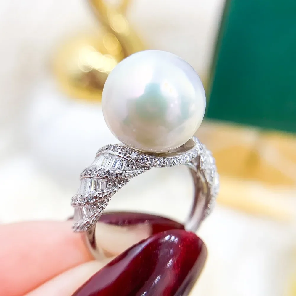 

DIY Pearl Ring Accessories S925 Sterling Silver Ring Empty Set Fashion Gold Silver Jewelry Set Fit 11-14mm Circle Z447