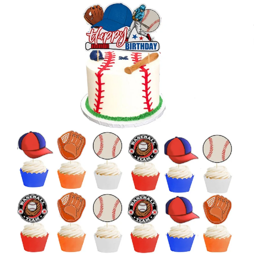 

Аксессуары для украшения бейсбола, спортивный баннер для бейсбола, топперы для бейсбола, с днем рождения