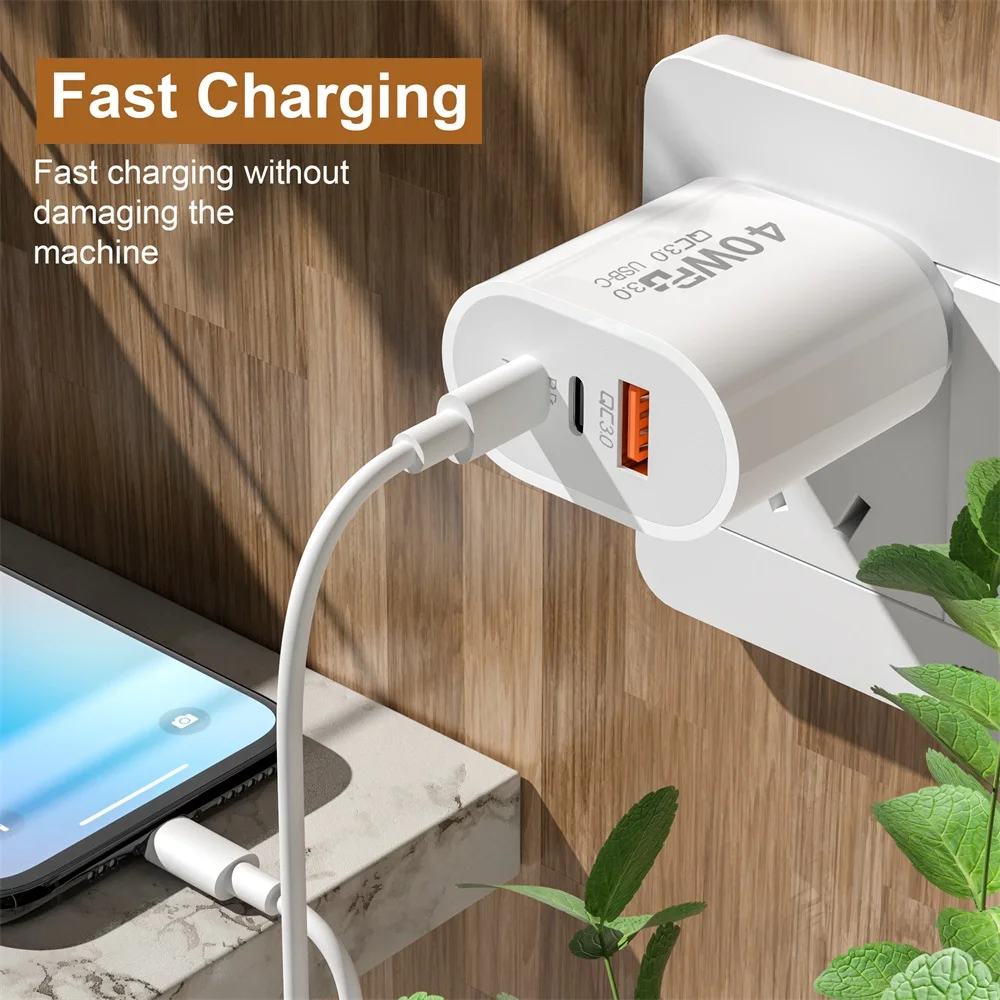 USB C Charger 60W PD Fast Charge Quick Charge 3.0 Mobile Phone Adapter iPhone 13 Xiaomi Huawei Samsung