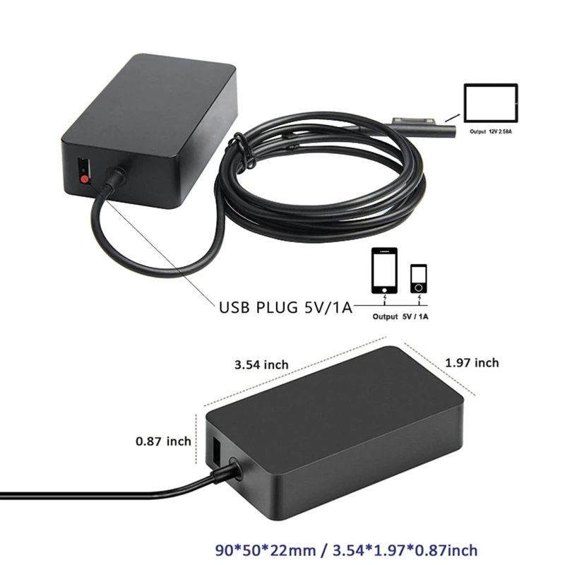 Y1UB New 65W Laptop for Surface Notebook Fast Charging USB Adapter for Surface Go