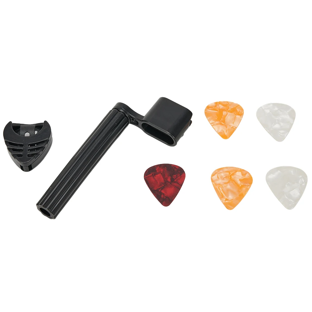

New Acoustic Electric Guitar String Winder Bridge 5 Picks Pin Puller Remover With Plectrum Holder Guitar Bass Ukulele Accs