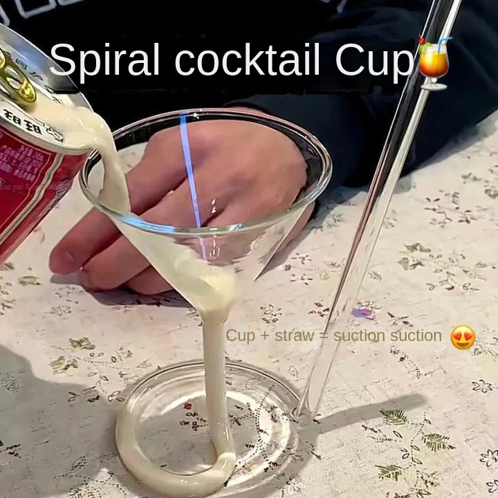 FZLIAN Spirale Paille Cocktail Verre, Rotating Martini Creative Vampire en  Verre, Verre Longue Queue De Cocktail Paille, Convient pour Boire en Verre