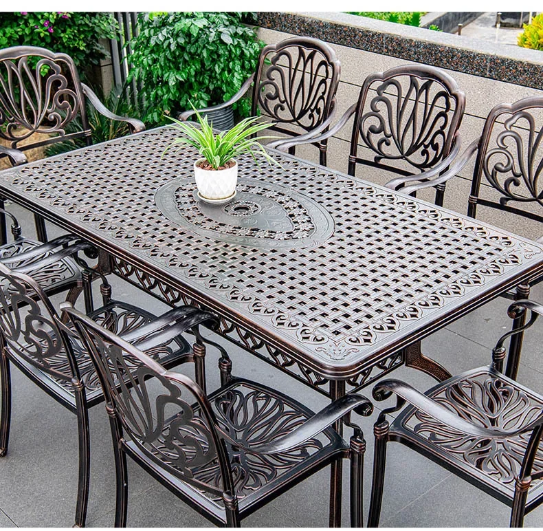 Waterproof Sunscreen Leisure Chairs Outdoor Metal Garden Furniture Sets for Patio European Retro Outdoor Furniture Fir Villa GY