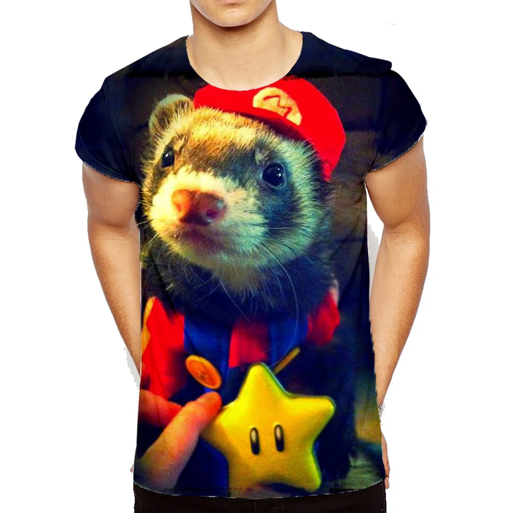 

2023 Summer New 3D Printing T-shirt Animal Cute Ferret Men's T-shirt Casual Fashion T-shirt Short Sleeve XXS-6XL