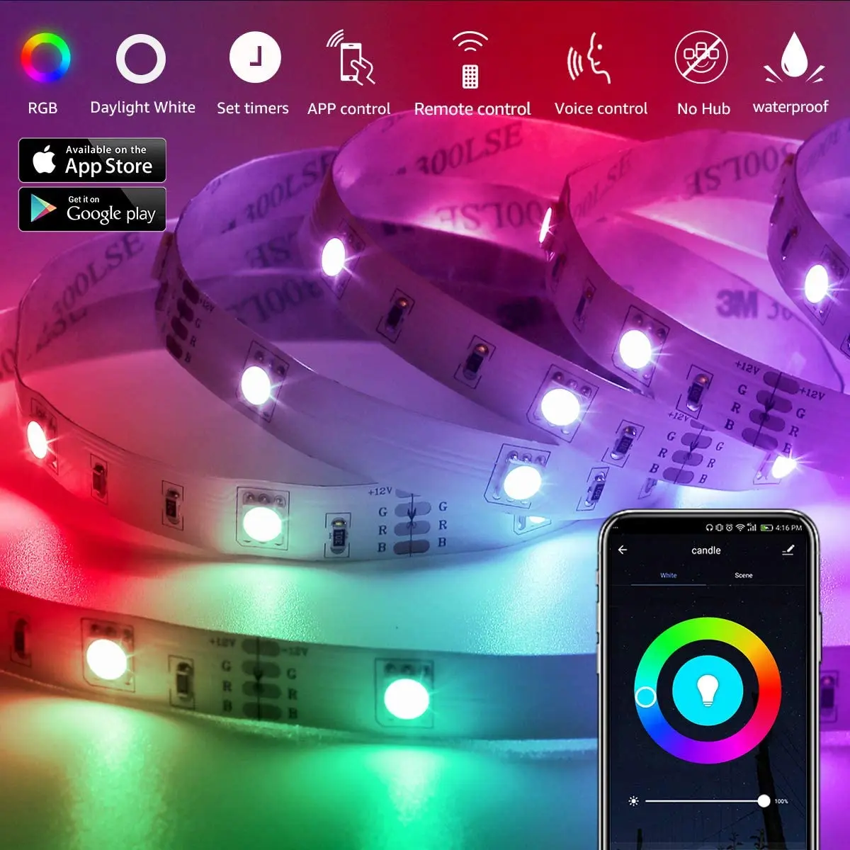 LED 스트립 5050 DC 12V 24V RGB 따뜻한 흰색 5 미터 방수 유연한 빛 스트라이프 60LED/MLed 테이프 Luces 램프 리본 Tv 백라이트