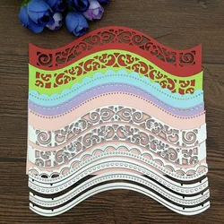 Set of 6 Vintage Lace Curved Border Metal Cutting Dies for DIY Embossing and Scrapbooking