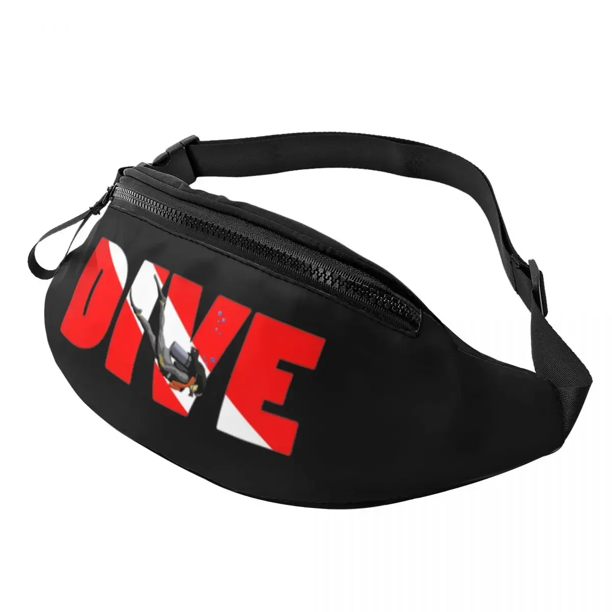 

Scuba Dive Flag And Diver Fanny Pack Women Men Cool Diving Lover Crossbody Waist Bag for Camping Biking Phone Money Pouch
