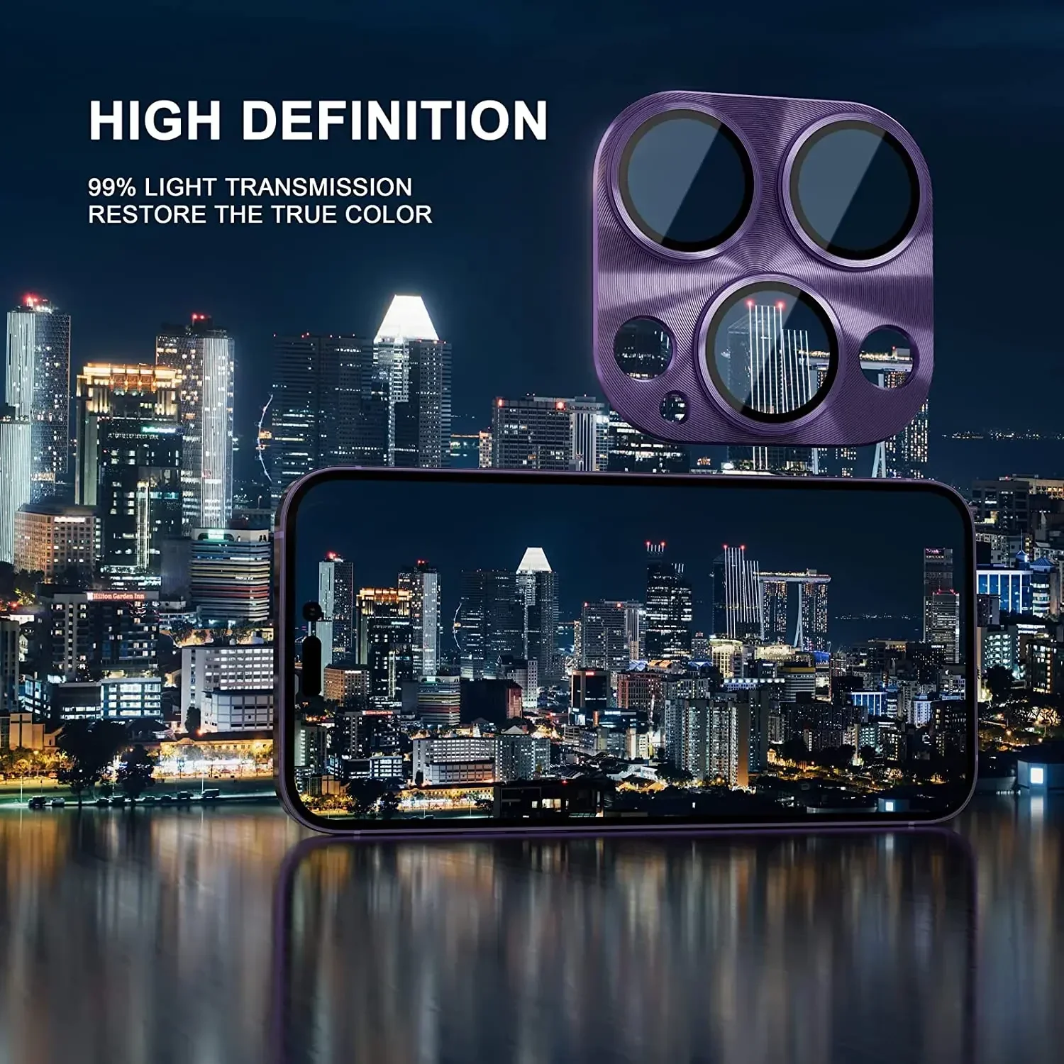 Purple Tempered Glass Camera Lens Protector Accessory