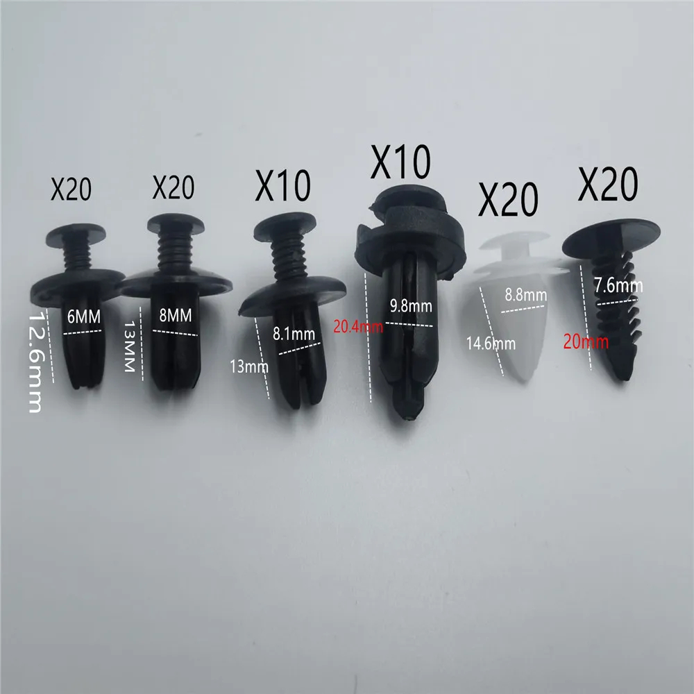 60pcs 자동 패스너 클립 혼합 Kia Sportage Rio Forte Sorento Soul K2 K3 K4 K5 K9 그랜드 카니발 프라임 론도
