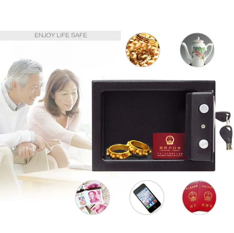 Small Digital Safe Steel Money Room Safe with Key for Safe Storage of Money, Jewelry or Documents Fireproof Money Holder