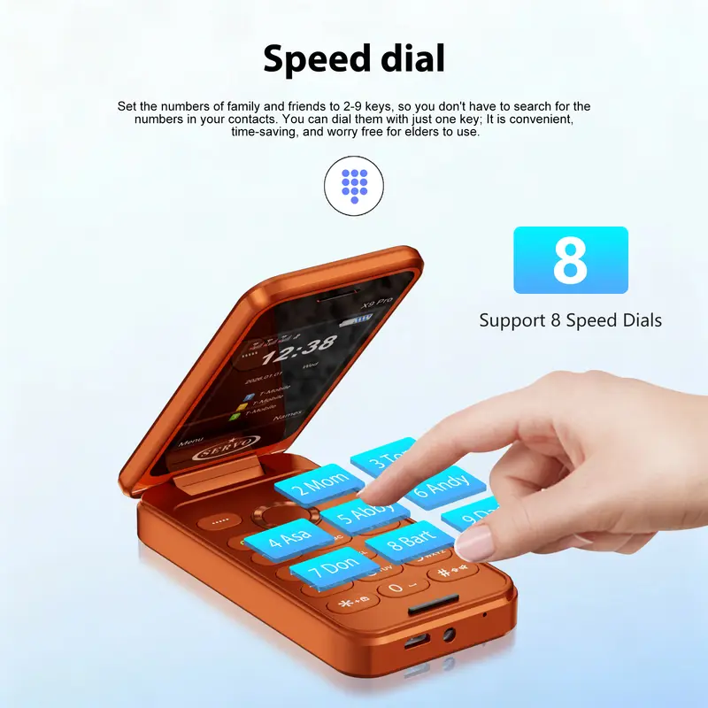 NEW SERVO X9 PRO Flip Mobile Phone 3 SIM Standby Blacklist Magic Voice Speed Dial MP4 Player FM Radio 2G GSM Foldable Cellphones - Image 2