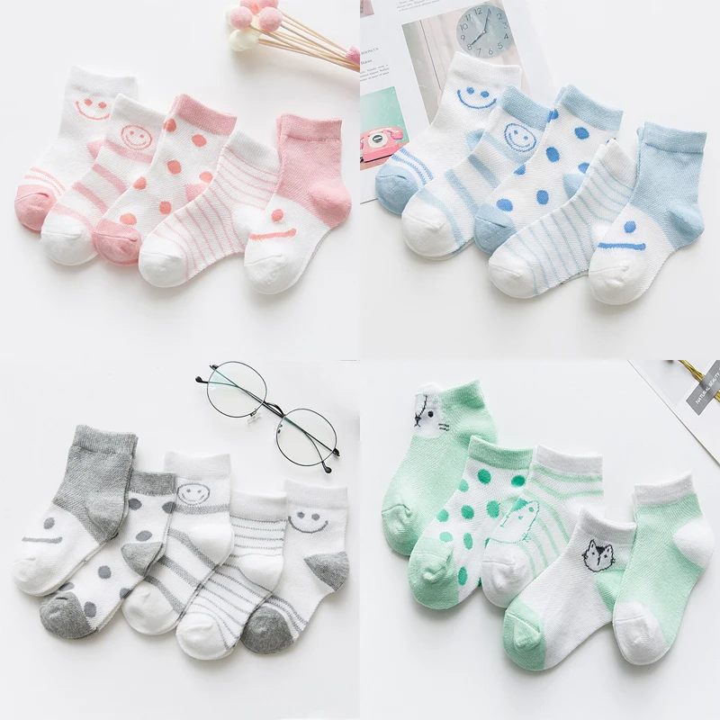 5PairsLotBabySocksForNewbornsInfantCuteCartoonsSoftCotton