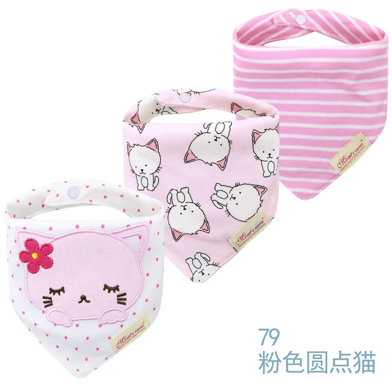 3pcs Cotton Cartoon Baby Bibs Bandana Set Triangle Newborn Infant Girls Saliva Towel Baby Burp Cloth Drool Bibs