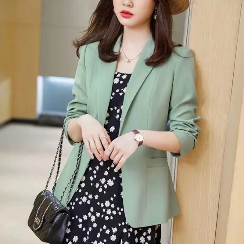 Elegant Solid Color Spliced Pockets All-match Blazer Women's Clothing 2023 Autumn New Oversized Casual Tops Office Lady Blazers