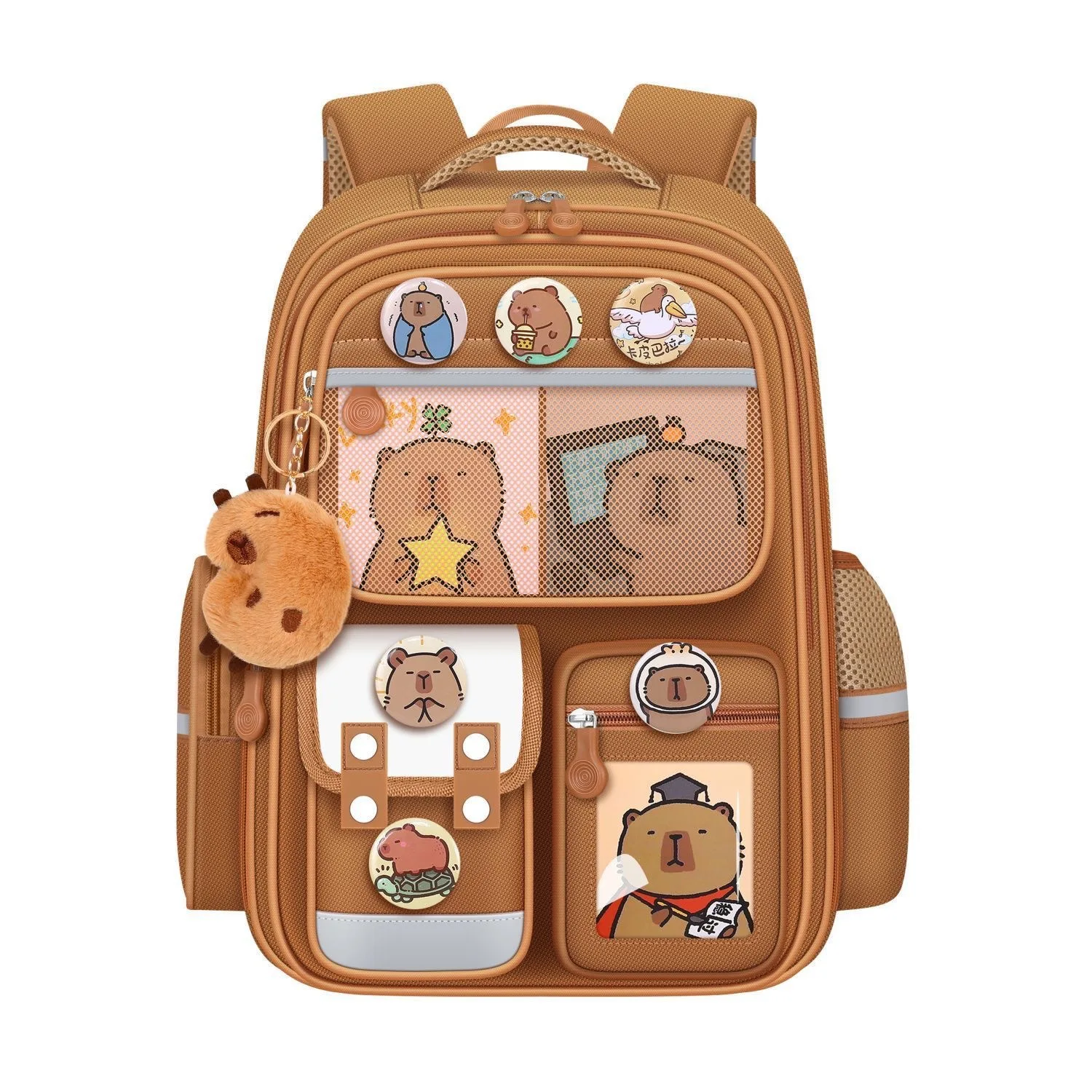 Waterproof Capybara Backpack Large Capacity with Card Badge Doll School Bag Alleviate Burden Protecting Spine Backpack children backpack students backpack shoulder backpack