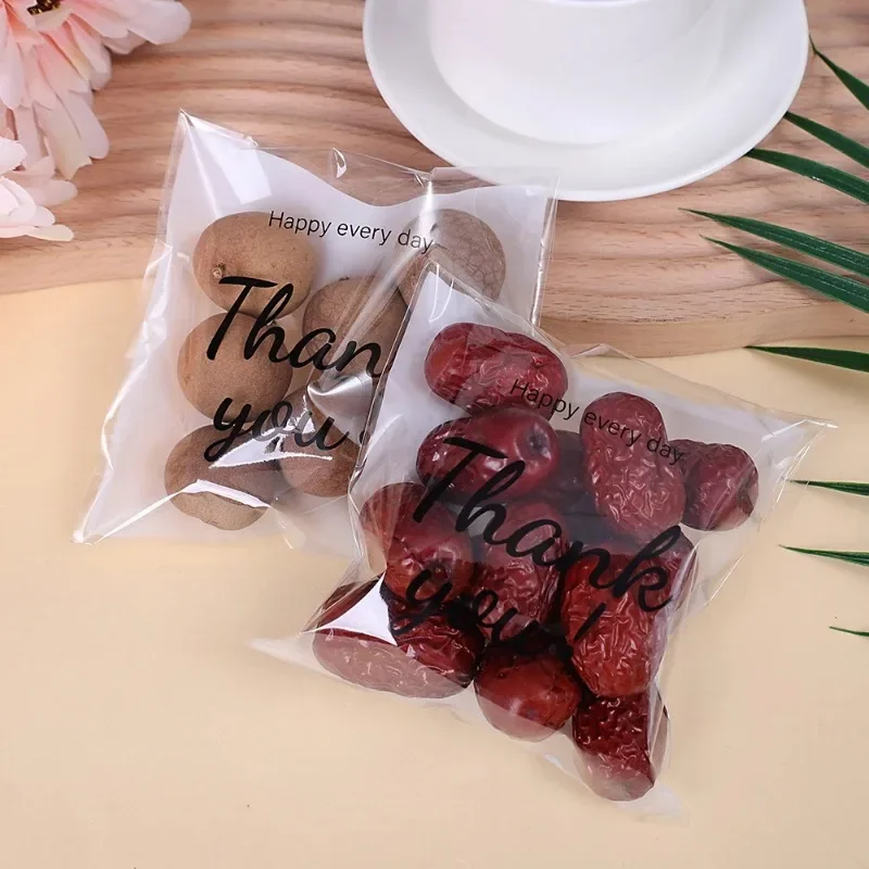 300/100Pcs Thank You Candy Bag Plastic Self-Adhesive Biscuit Snacks Chocolates Lollipop Baking Wedding Birthday Party Gift Bags 4